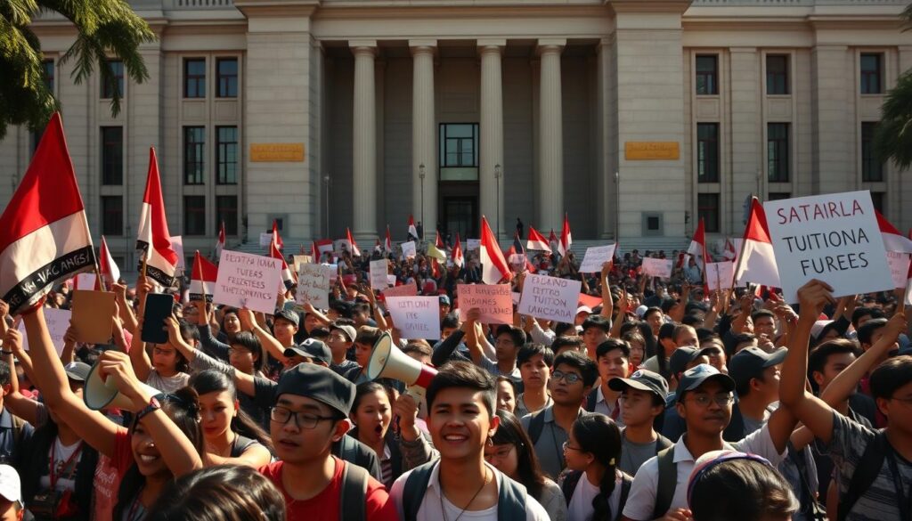 Aksi Mahasiswa Tolak Kenaikan UKT di Gedung DPR